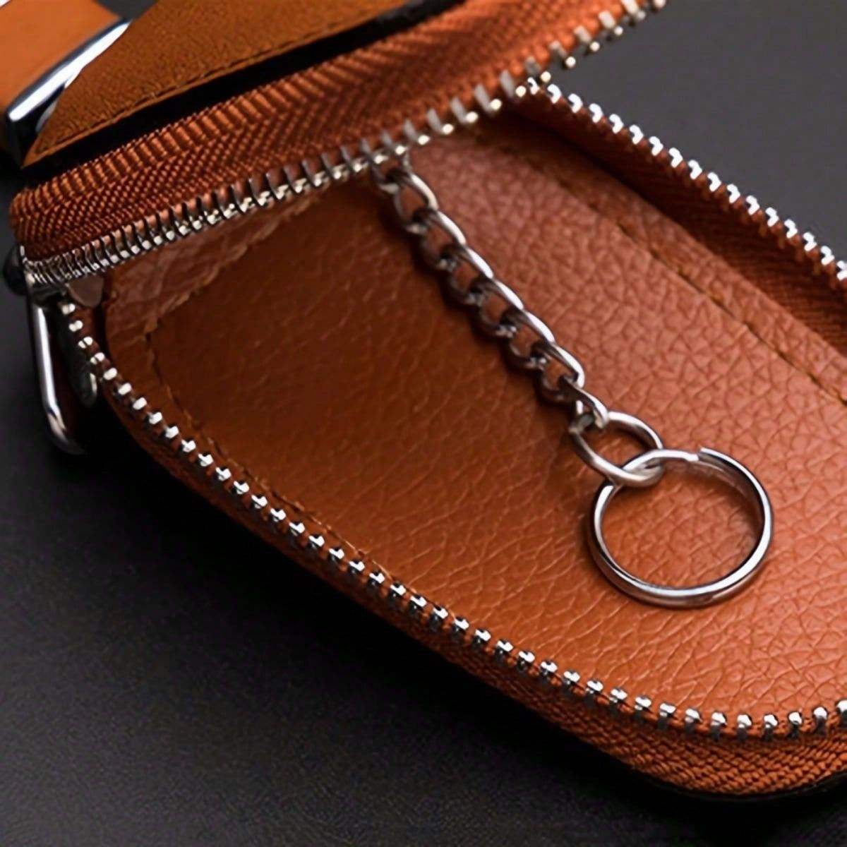 Vsen Rainbow Glow Key Bag - Genuine Leather Car Key Case Keychain Protector